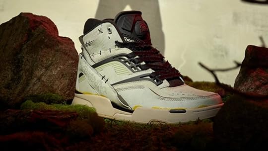 Reebok Frakenstien shoe with monster in the background.