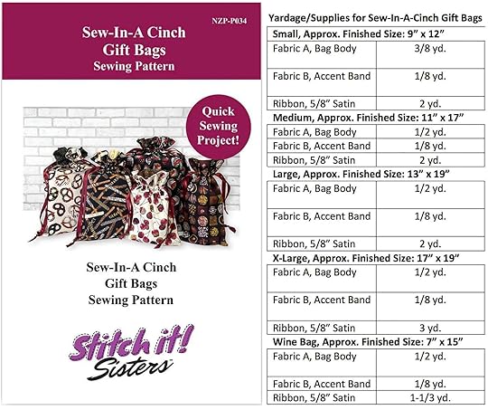 Exclusive Sew-In-A-Cinch Gift Bags Sewing Pattern available at Nancy Zieman Productions at ShopNZP.com
