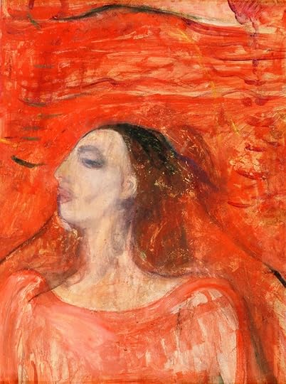 Edvard Munch/Woman's head against a red background, Public domain, via Wikimedia Commons