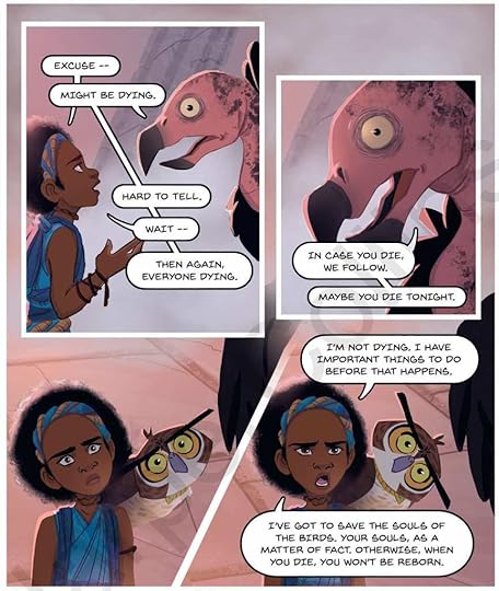 Zuli explaining her quest to a bunch of crazy buzzards