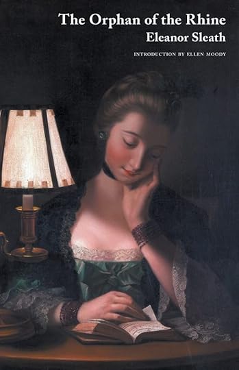 Valancourt Books edition of The Orphan of the Rhine, with artwork depicting a young woman reading by lamplight.