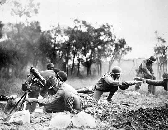 Black troops of the US 92nd Infantry Division firing mortars, Massa, Italy, November 1944 (US National Archives: 535546)