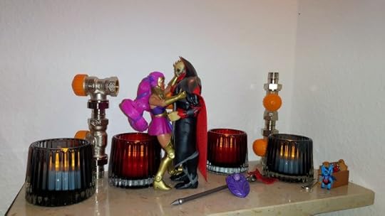 Hordak gets cozy with Entrapta, while Imp turns away.