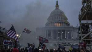 Rioters outside the U.S. Capitol on January 6.