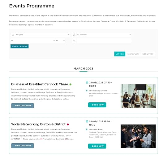 Example of an events listing page.