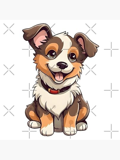 Cute dog - Happy dog - Adorable dog - Smiling dog - Fluffy dog - Furry dog - Cartoon dog - Hand drawn dog - Brown eyes - Dog paws - Dog tail - Dog ears