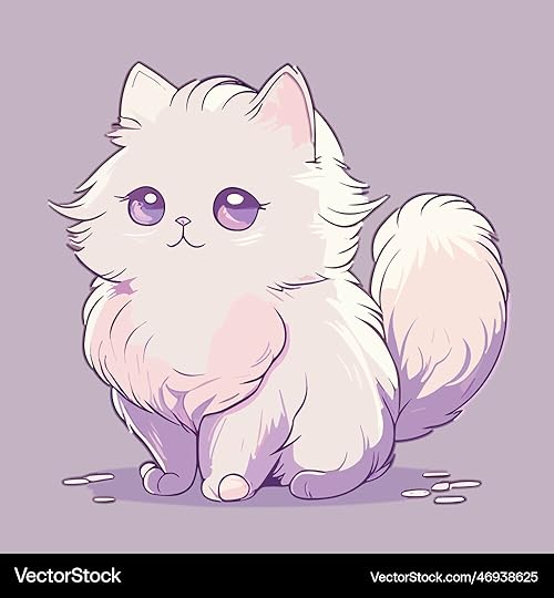 Cute cartoon cat of a white fluffy Royalty Free Vector Image
