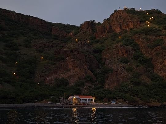 The lighted cliff trail up to Tantum