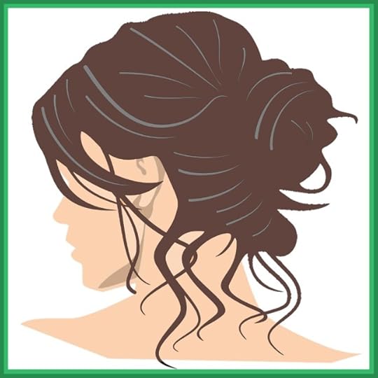 clip art illustration of a young woman with brown hair in a bun and ivory skin