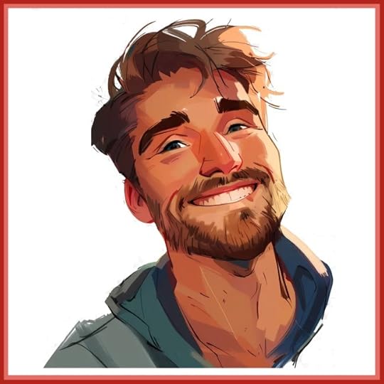 clip art illustration of a young white man with shaggy brown hair and a short beard