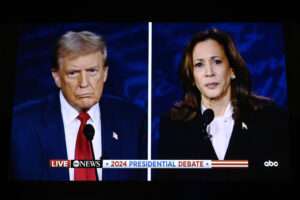 Former President Donald Trump and Vice President Kamala Harris at the September 2024 presidential debate on ABC News.