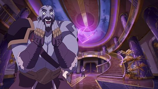 Grog puts his hands on his cheeks in the animated series based on Critical Role Campaign 1, The Legend of Vox Machina
