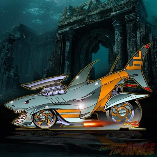 Maneater Shark Hot Rod Concept Art Automotive Pop Culture by Fireball Tim Garage