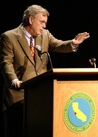 Outgoing CSUMB president Peter Smith giving his last