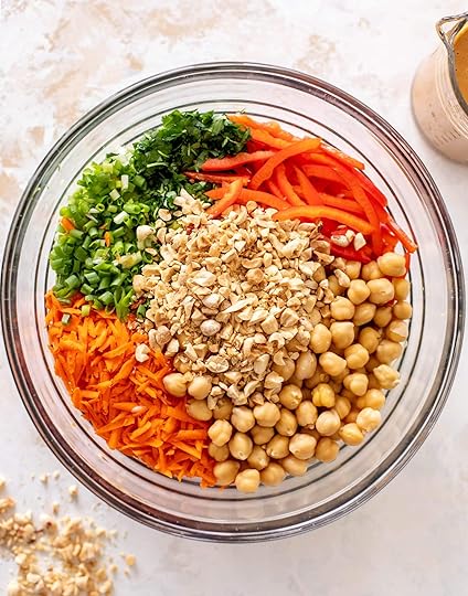 chickpea crunch salad with peanut dressing