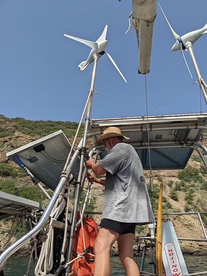 In my skivvies rewiring the starboard 12v panels