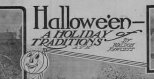 Black-and-white newspaper photographs and artwork, including a jack-o'-lantern, with the headline "Hallowe'en - A Holiday of Traditions."