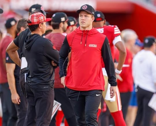 San Francisco 49ers' Christian McCaffrey (23) walks on the field during their game against the Kansas City Chiefs in the fourth quarter at Levi's Stadium in Santa Clara, Calif., on Sunday, Oct. 20, 2024. (Nhat V. Meyer/Bay Area News Group)