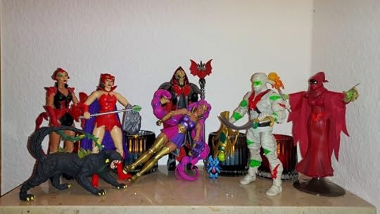 Sibor a.k.a. Wrap Trap stands before Hordak's throne, while Entrapta, Imp, Shadow Weaver, Catra and Scorpia look on.