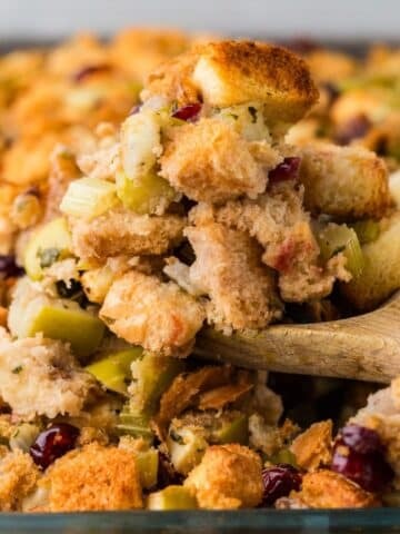 Perfectly done Cranberry Apple Walnut Stuffing
