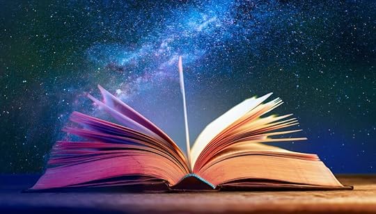book with galaxy coming out of it