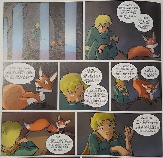 slightly bad photo showing the fox's white patch floating inconsistently between the sides of his nose to below the edge of his smile to well under his top lip in each panel