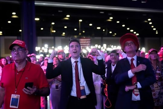 Supporters react as they watch election results at an election night campaign watch party for Republican presidential nominee former President Donald Trump