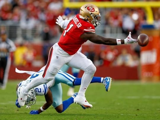 San Francisco 49ers' Deebo Samuel Sr. (1) can't make a catch against Dallas Cowboys' Jalen Tolbert (1) in the first quarter at Levi's Stadium in Santa Clara, Calif., on Sunday, Oct. 27, 2024. (Nhat V. Meyer/Bay Area News Group)