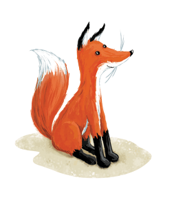 Graphic of fox sitting smiling