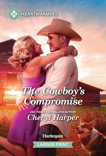 Couple with cowboy in front of barn, corgi