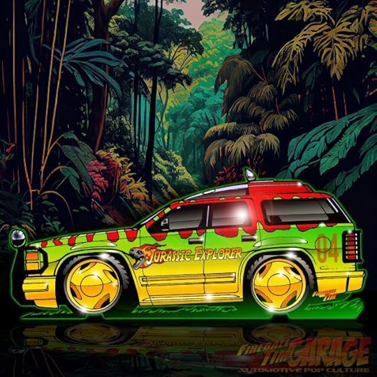 Jurassic Park Automotive Pop Culture Concept Art by Fireball Tim Garage