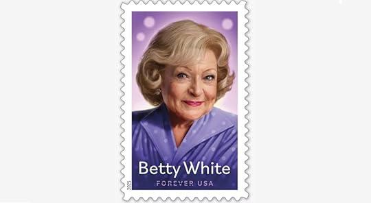 Betty White's 2025 USPS postage stamp, based on the cover of her biography.
