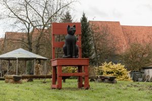 cat-on-chair sculpture
