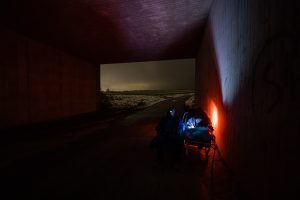 dinner rest under a bridge