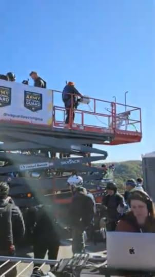 Jumpers prepare to jump off the New River Gorge Bridge