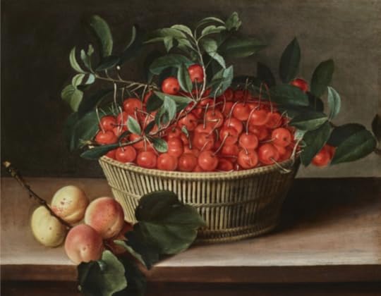 Франсуа Гарнье, Корзина с вишнями и ветка абрикосов на постаменте