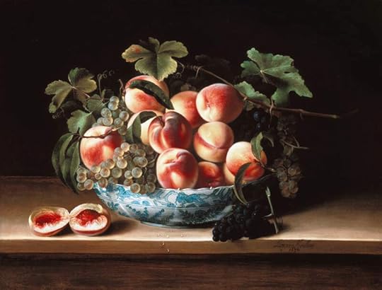 Луиза Муайон, Персики и виноград в сине-белой чаше из китайского фарфора