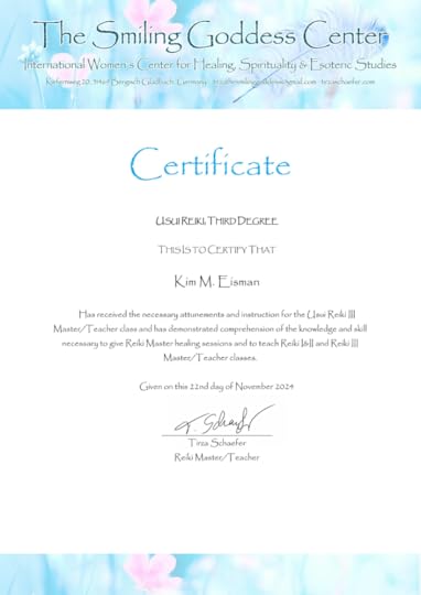 Kim's Usui Reiki Master/Teacher Certificate