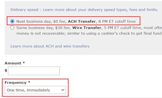 free ACH transfer, deliver next day