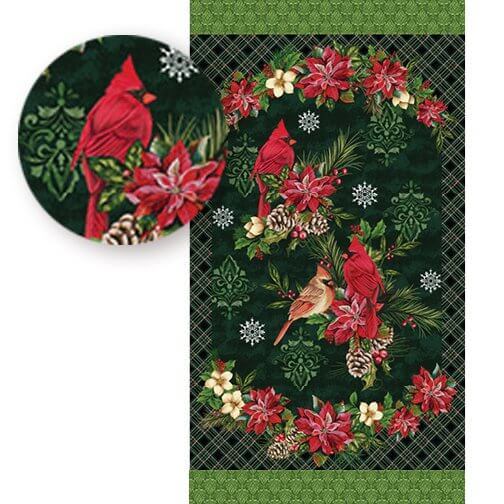 NEW! Holiday Greetings Winter Wishes Fabric Panel
