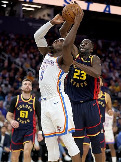 Golden State Warriors’ Draymond Green #23 blocks a shot by...