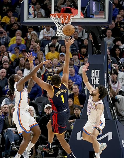 Golden State Warriors’ Kyle Anderson #1 makes a basket and...
