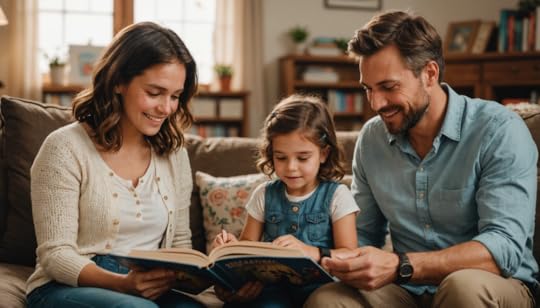 Family enjoying storytime together