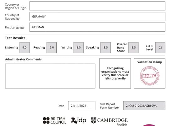 Best IELTS test result November 2024