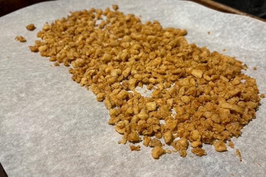 Little brown bits of duck skin fried until crispy. 