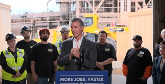 California Gov. Gavin Newsom touts Kern County's economic development plan Monday, Nov. 25 at a cement plant in Lebec.