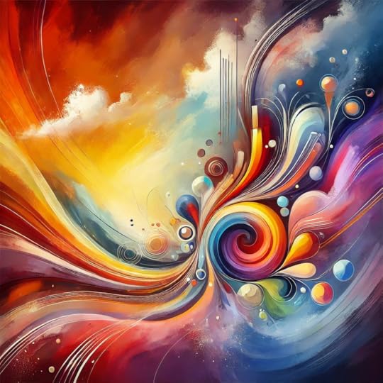A colorful swirling abstract painting