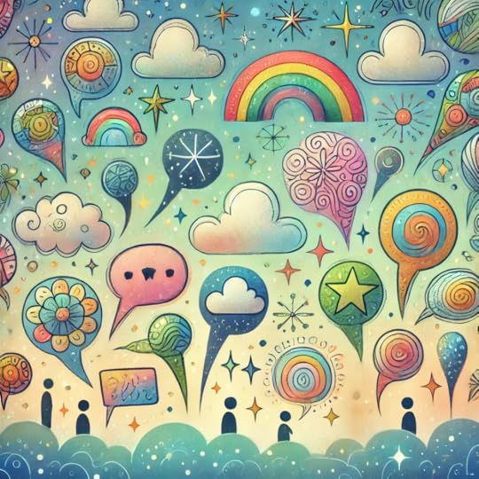 A myriad of whimsical speech bubbles representing many points of view