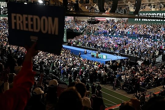 Democratic presidential nominee Vice President Kamala Harris speaks during a campaign rally