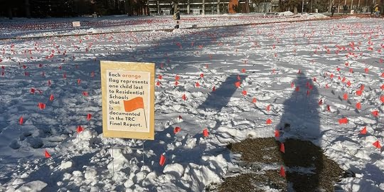 Flags representing children who died at residential school. Photo: Jason Woodhead, Flickr.